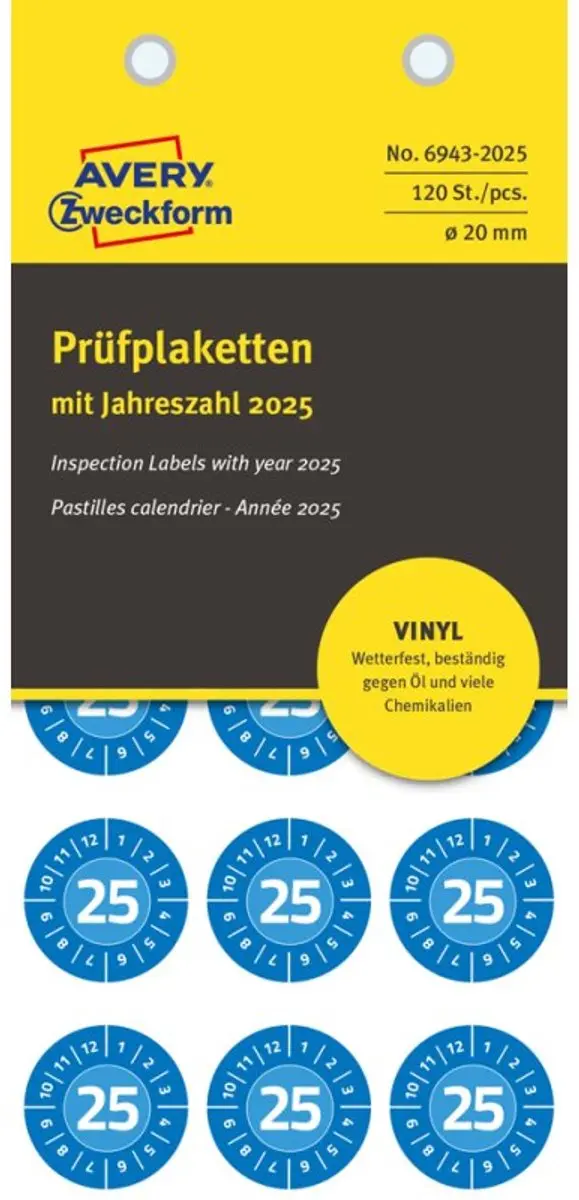 AVERY Zweckform inspectieplaatjes, 30 mm, oranje, 80 stuks