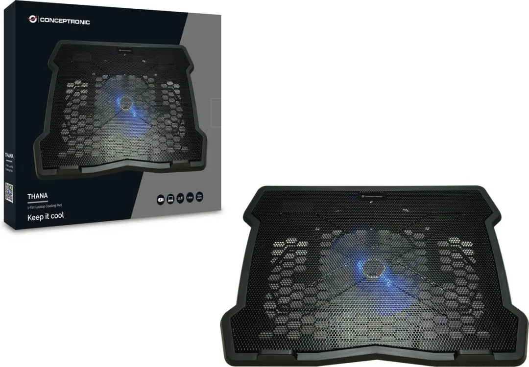 Conceptronic THANA05B Cooling-pad voor laptop - Zwart - afbeelding 2 van 5