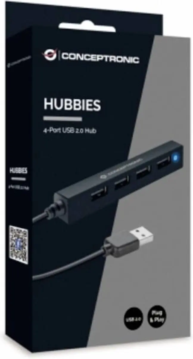 Conceptronic HUBBIES05B USB-hub - 4 poorten USB 2.0 - Zwart - afbeelding 4 van 5