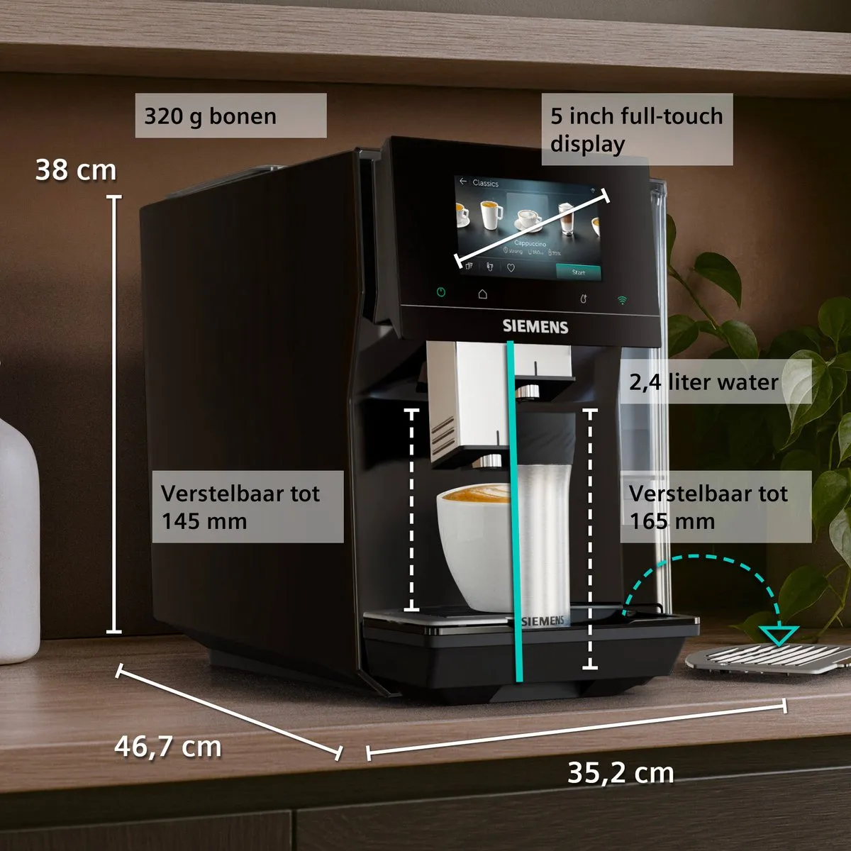 Siemens EQ700 TP723E09 Volautomatische Espressomachine - Piano zwart