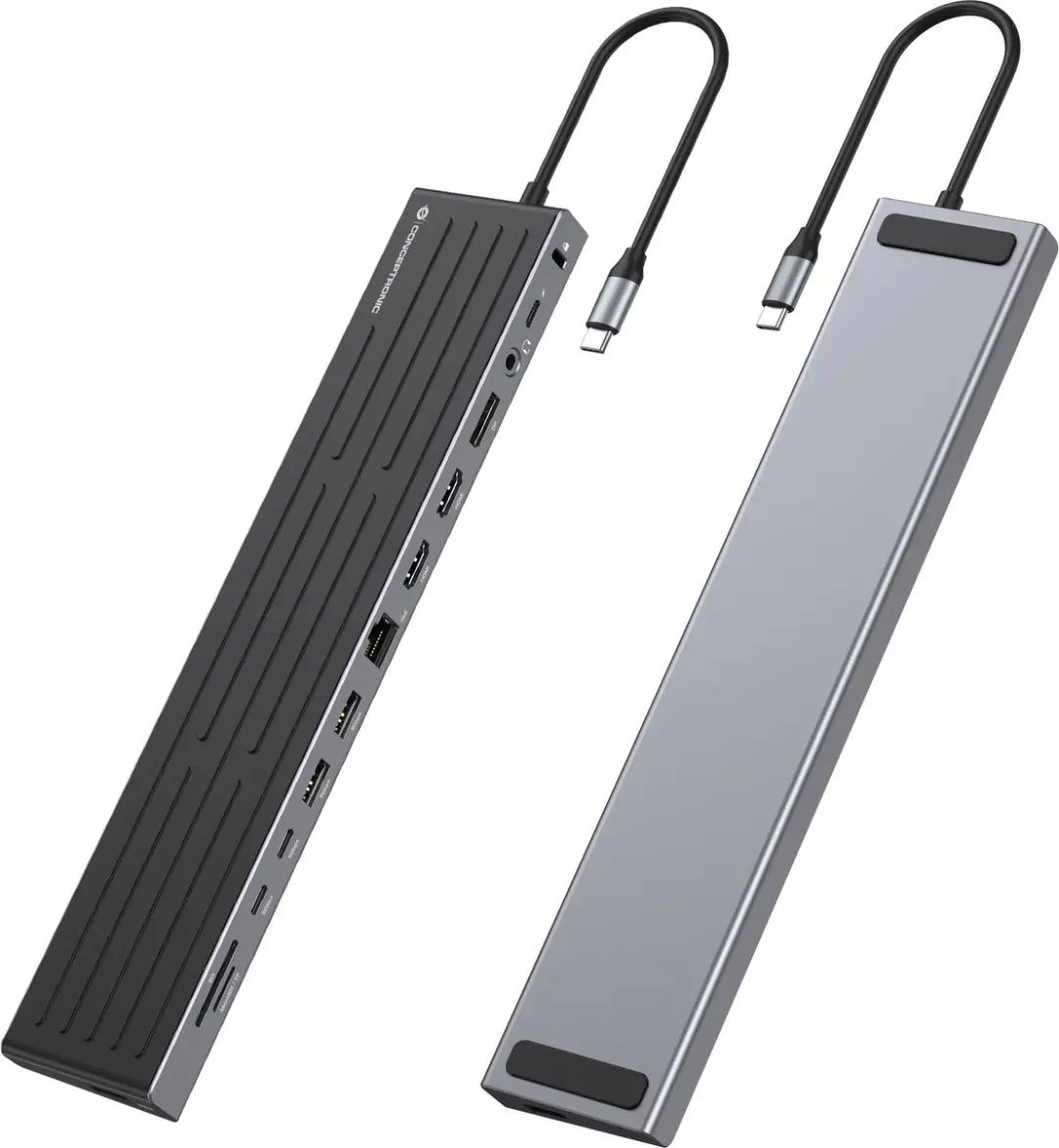 Conceptronic DONN32B USB-C Dockingstation - Zilver/Grijs - afbeelding 3 van 6