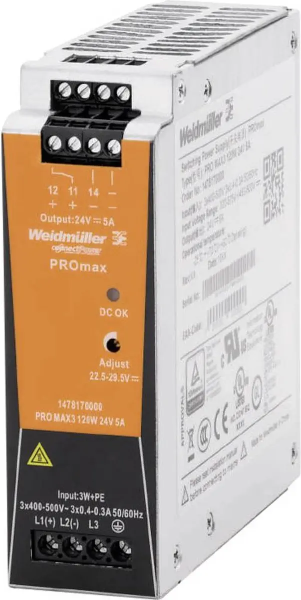 Weidmüller 1478170000 DIN-rail netvoeding 12V 5A 120W