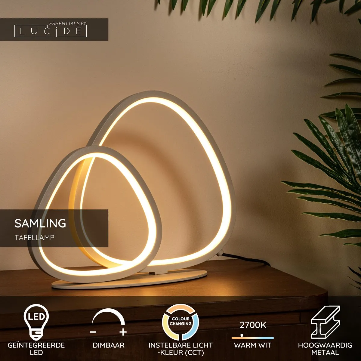 Lucide SAMLING LED Tafellamp 16W - Taupe