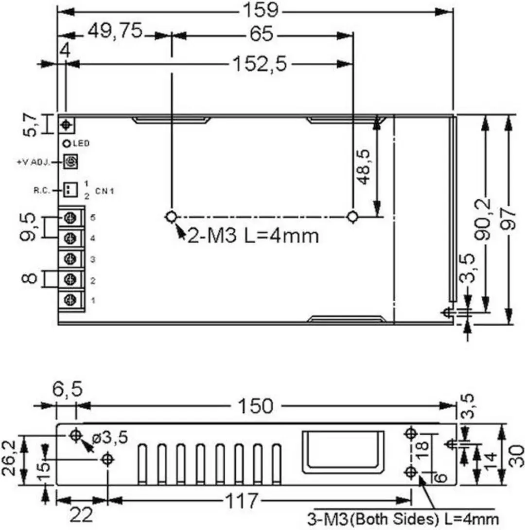 Mean Well RSP-75-7.5 Schakelnetvoeding - 75W - afbeelding 2 van 3