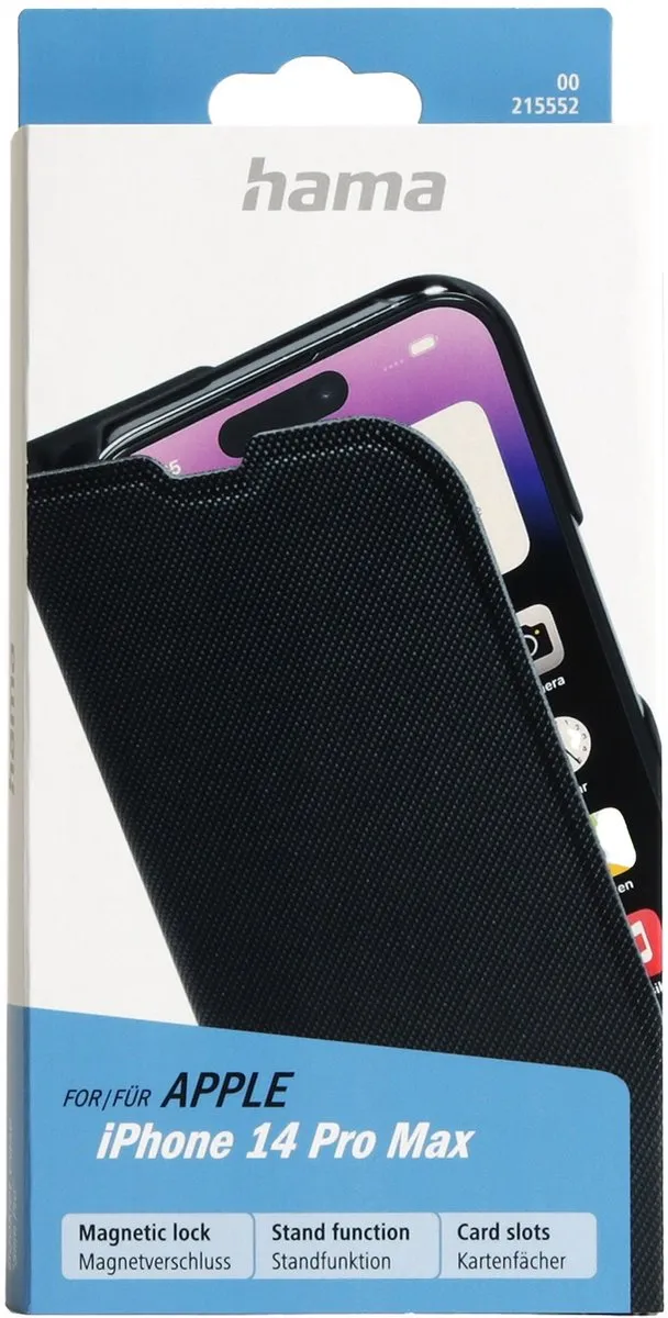 Hama Booklet Slim Pro Hoesje iPhone 14 Pro Max - Magnetisch - Zwart - afbeelding 2 van 6
