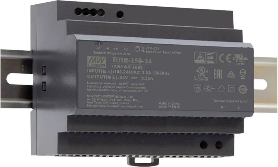 Mean Well HDR-150-15 DIN-rail netvoeding 15V
