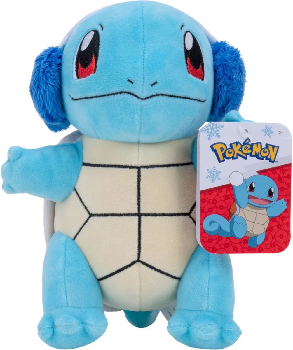 Pokémon Holiday Pluche - Squirtle met Oorwarmers 20 cm knuffel pokemon speelgoed