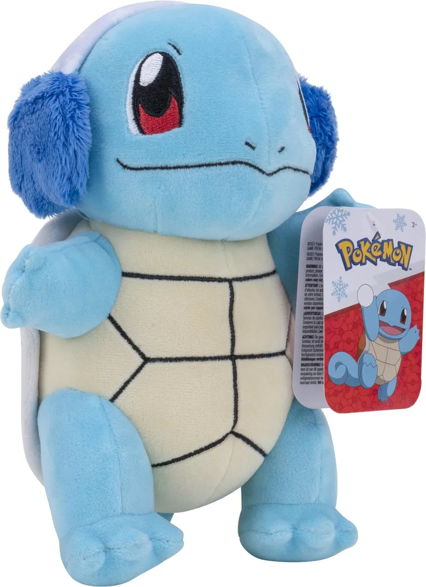 Pokémon Holiday Pluche - Squirtle met Oorwarmers 20 cm knuffel pokemon speelgoed