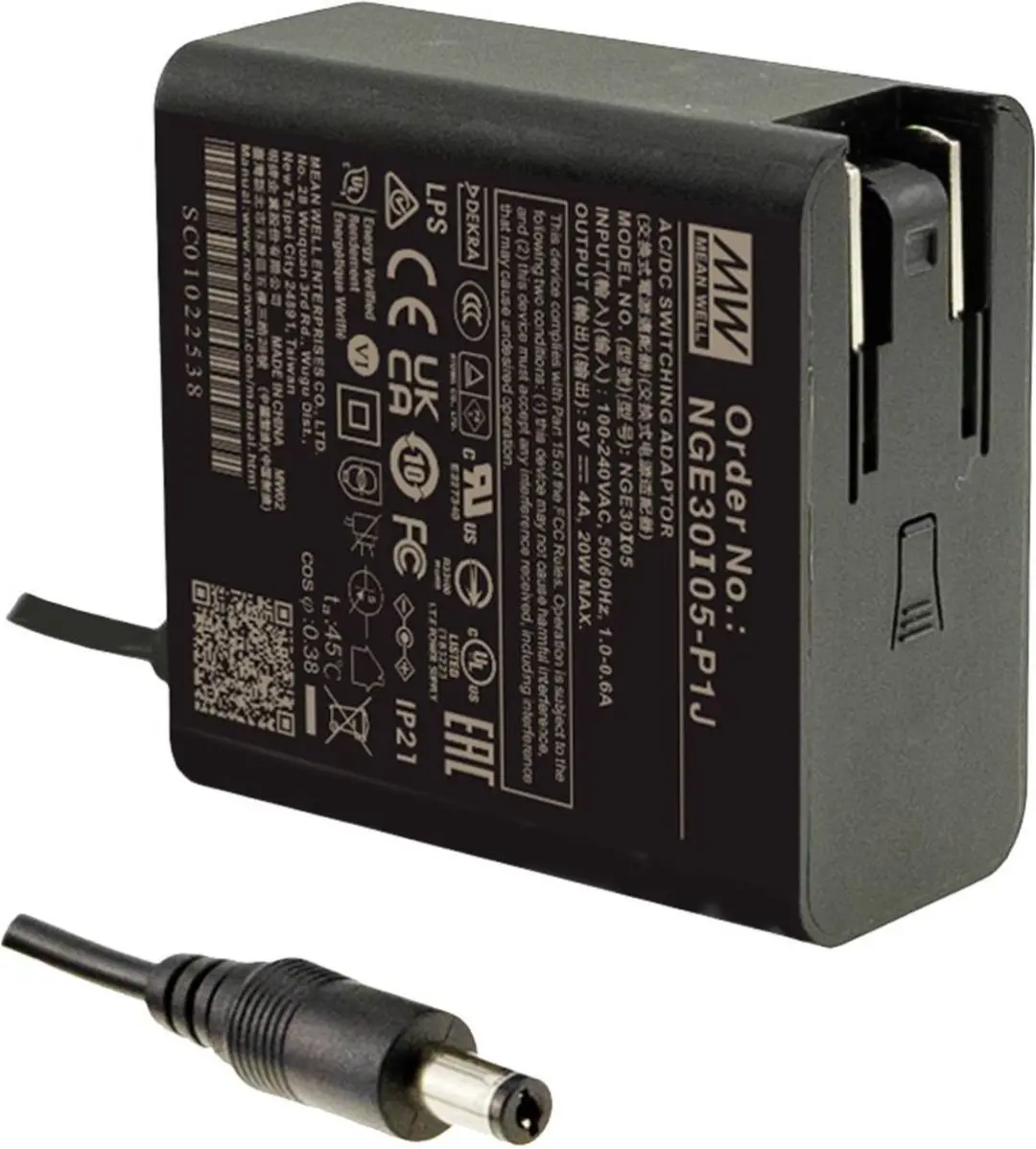 Mean Well NGE30I24-P1J Stekkernetvoeding 24V 30W