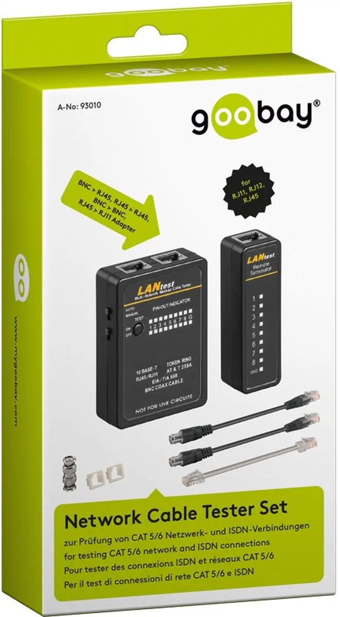 Goobay 93010 LAN Multi-Kabeltester - Zwart - afbeelding 6 van 6