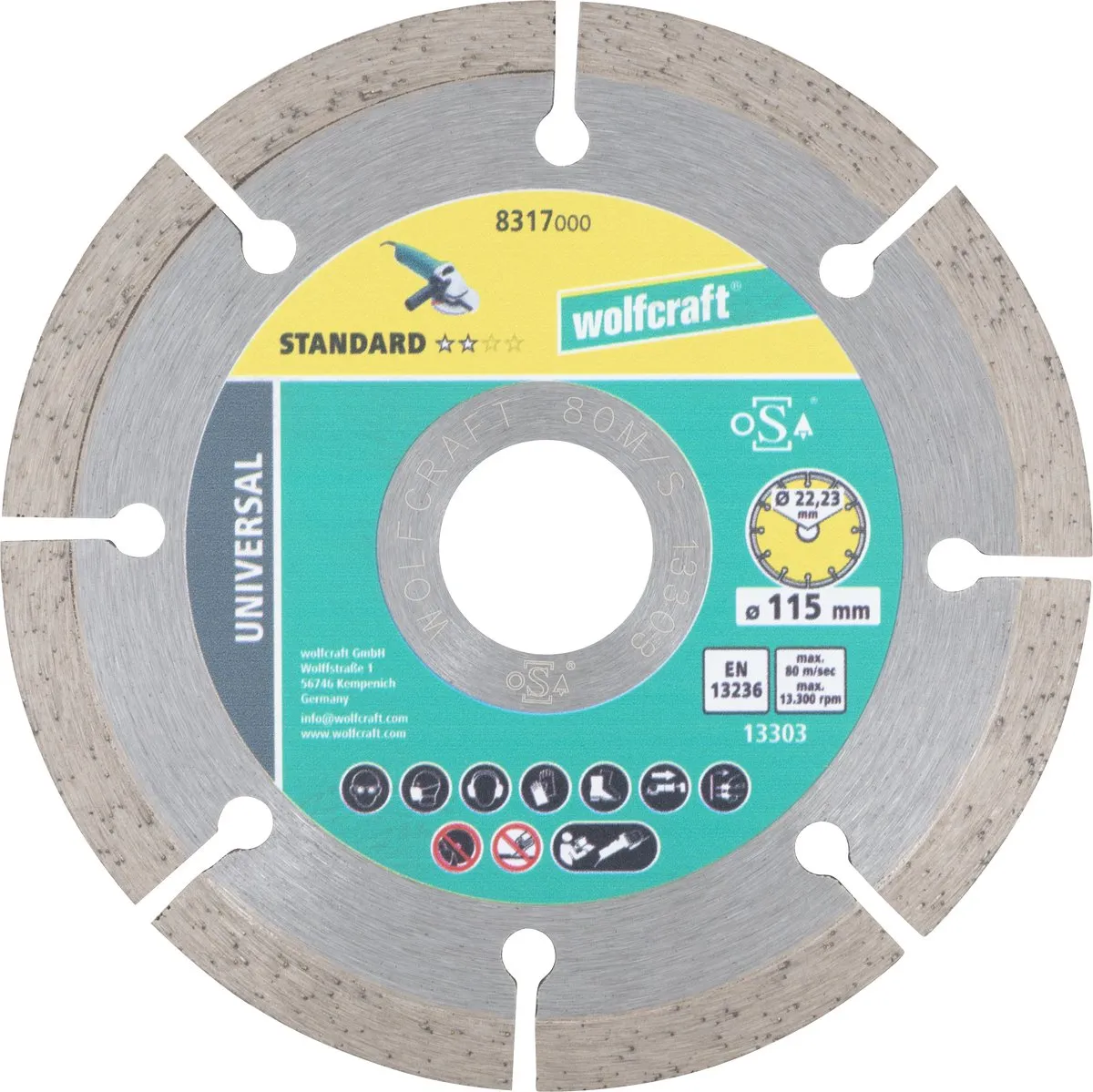 Wolfcraft Diamantdoorslijpschijf 8317000 Ø115mm