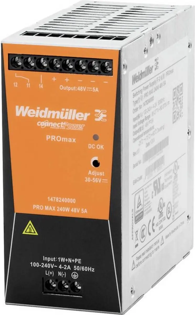 Weidmüller 1478130000 DIN-rail netvoeding 24V/DC 10A 240W - afbeelding 2 van 5