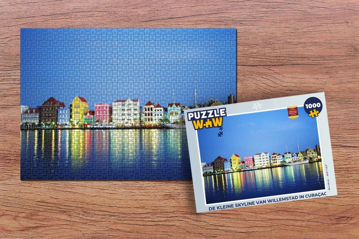 PuzzleWow Skyline Willemstad Curaçao Legpuzzel 1000 Stuks - Multicolor