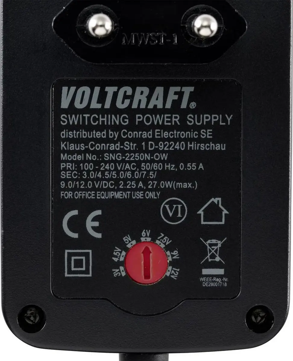 Voltcraft SNG-2250N-OW Stekkernetvoeding - 27W - afbeelding 2 van 5