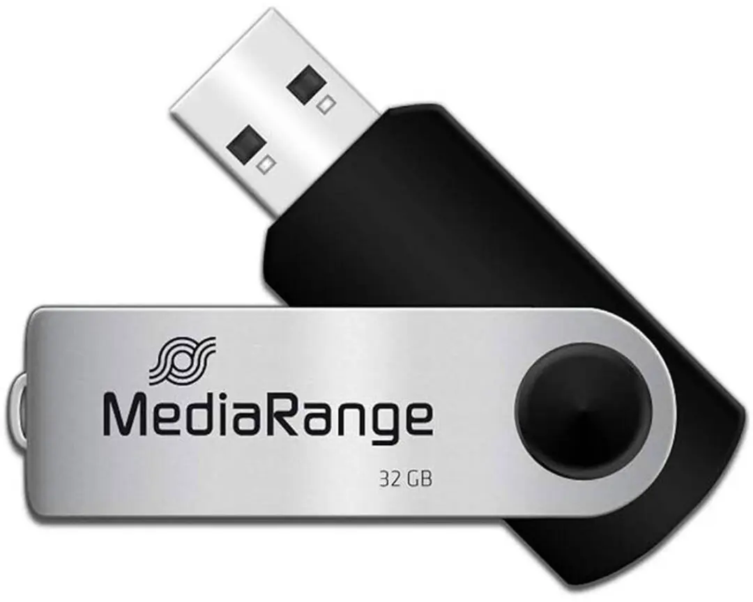 MediaRange USB 2.0 Twister USB-stick 32GB - Zwart - afbeelding 2 van 2