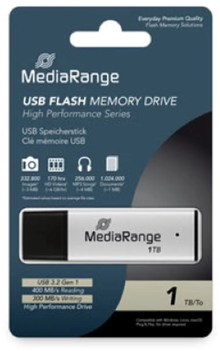 MediaRange MR1905-1 USB-stick 1TB - Zilver/Zwart - afbeelding 3 van 3