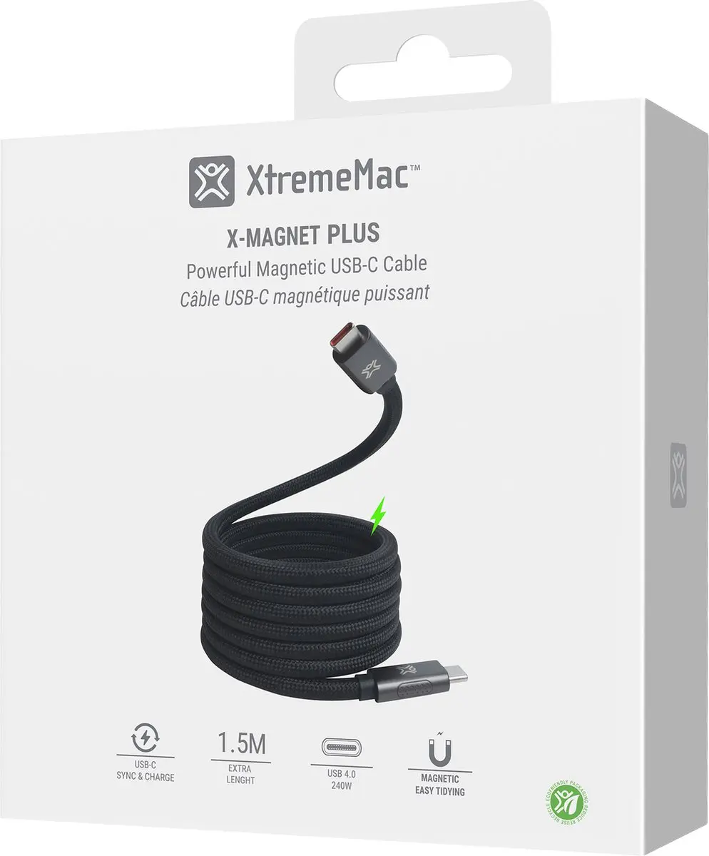 Xtrememac X-Magnet Plus XWH-XMG2-13 USB-C Kabel - Zwart - afbeelding 6 van 6