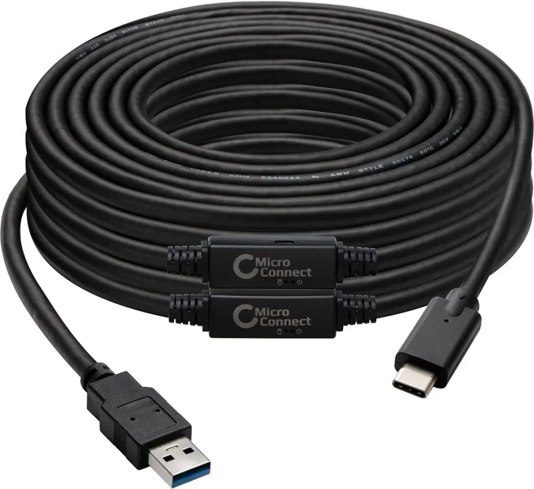 Microconnect USB3.1CA10AMP USB-C naar USB-A kabel 10m - Zwart - afbeelding 2 van 3