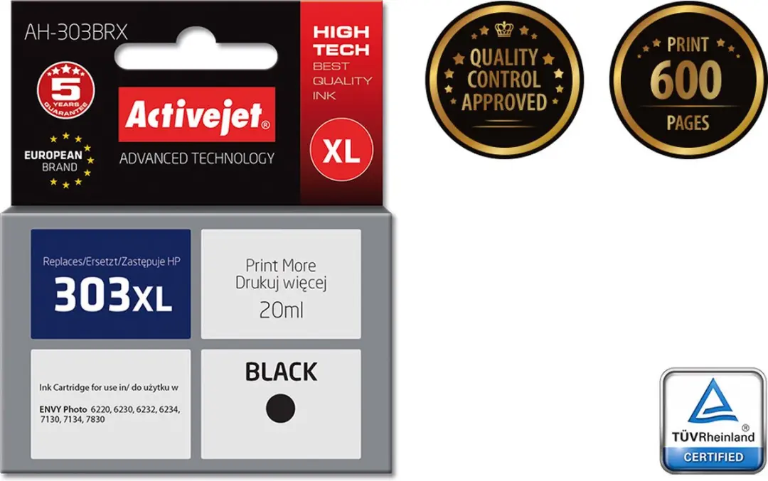 Activejet AH-303BRX Inktcartridge - vervanging HP 303XL - Zwart 20ml - afbeelding 2 van 2