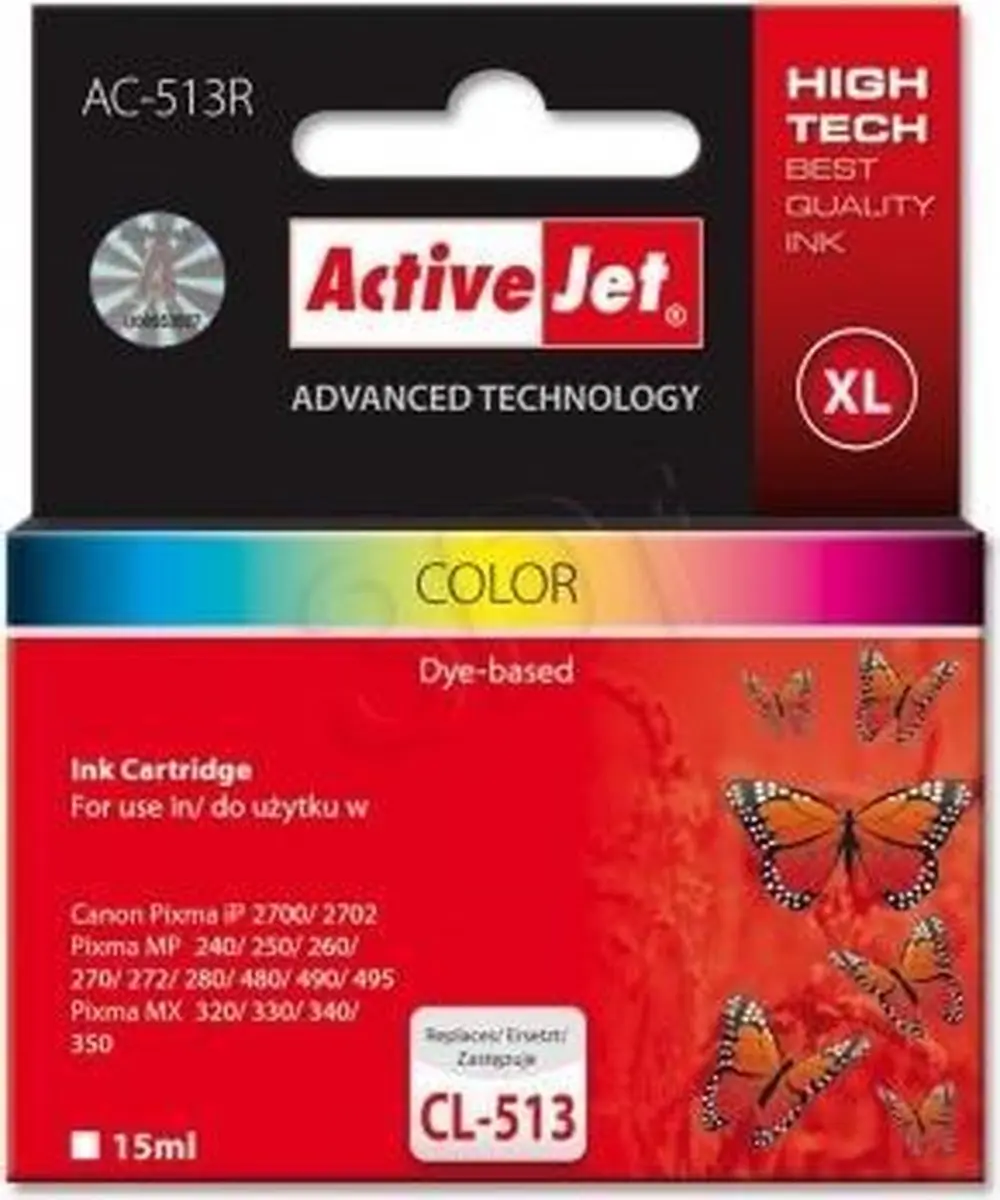 ActiveJet AC-513R Inktcartridge Cyaan/Magenta/Geel 15ml - afbeelding 3 van 6