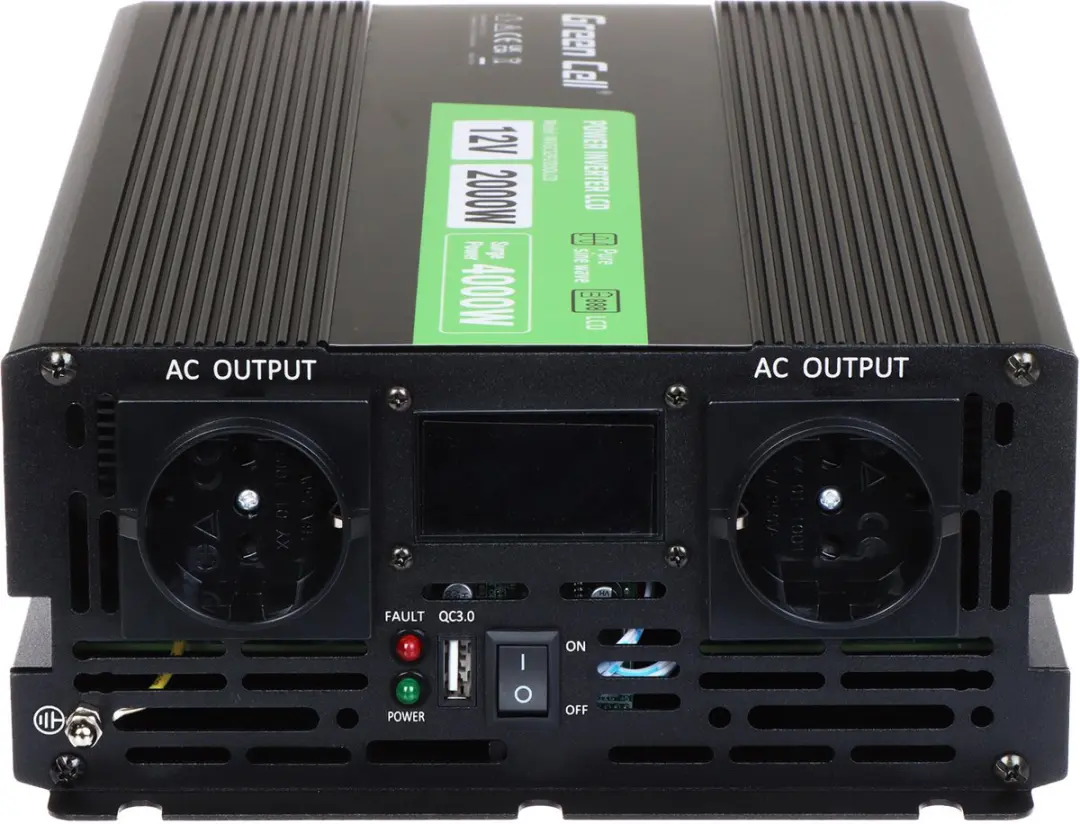 Green Cell PowerInverter INVGC12P2000LCD Omvormer - Zwart - afbeelding 2 van 6