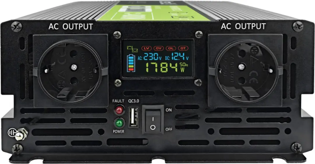 Green Cell PowerInverter INVGC12P2000LCD Omvormer - Zwart - afbeelding 6 van 6