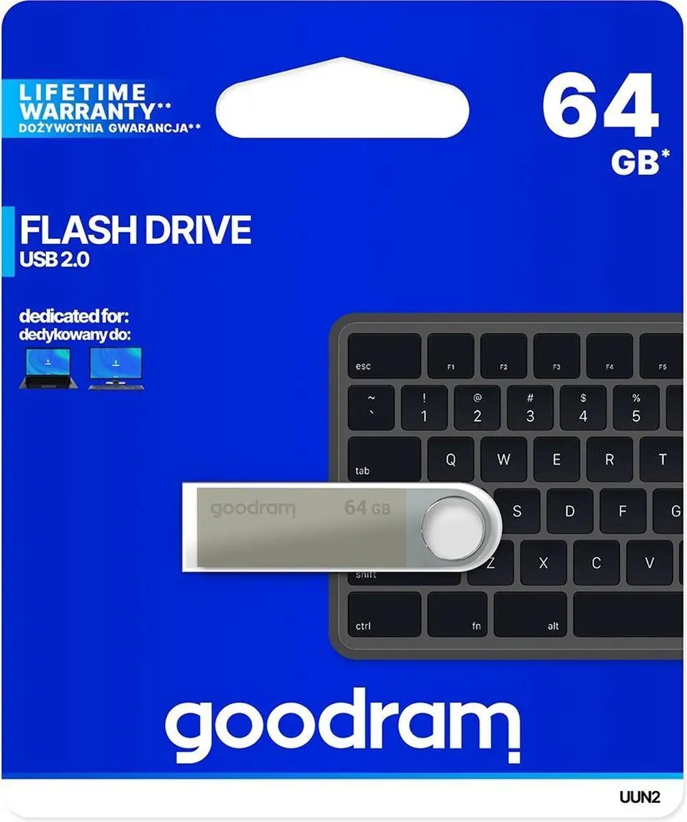 Goodram UUN2-0640S0R11 USB-stick - 64 GB - Zilver - afbeelding 4 van 4