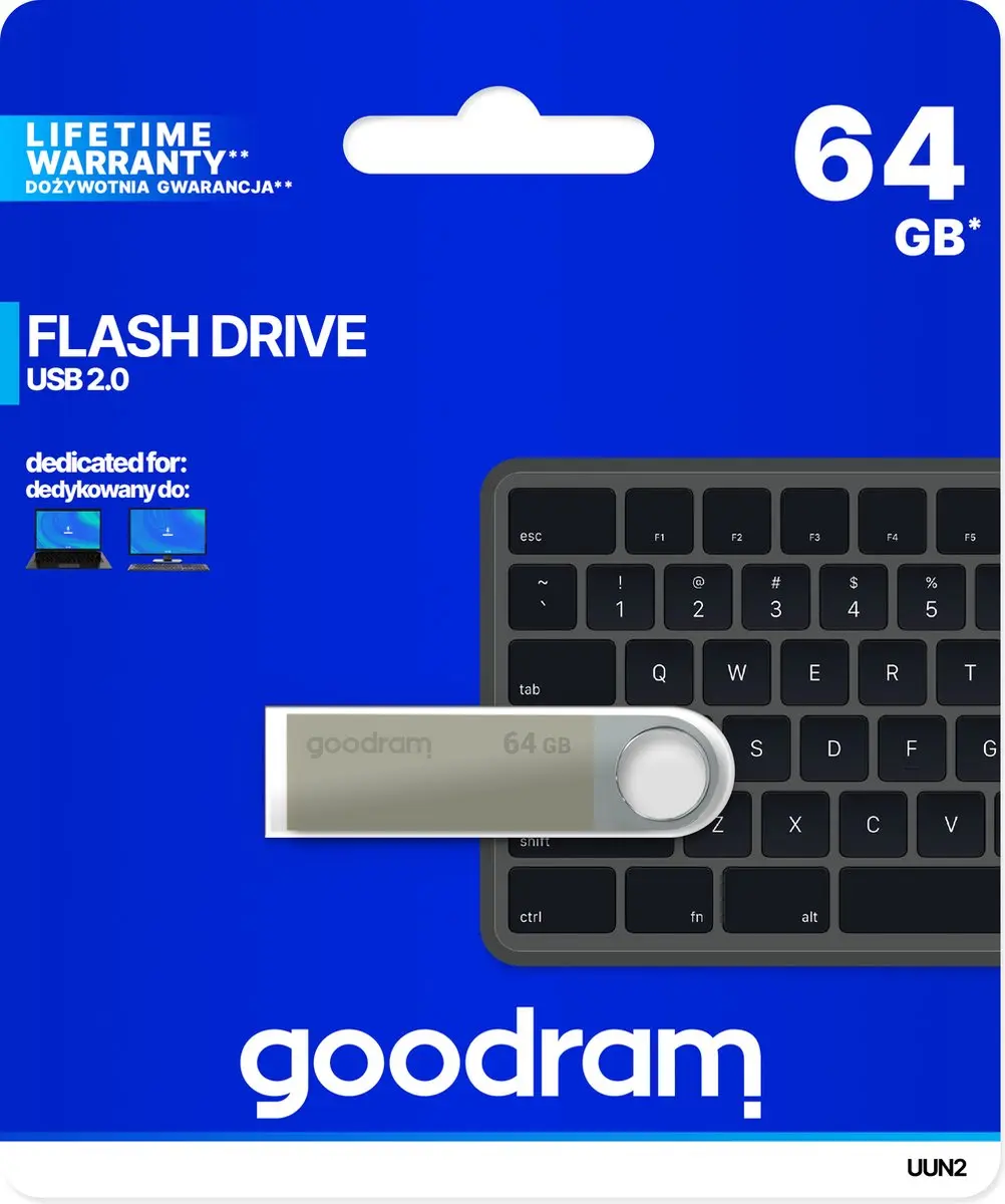 Goodram UUN2-0640S0R11 USB-stick - 64 GB - Zilver - afbeelding 3 van 4