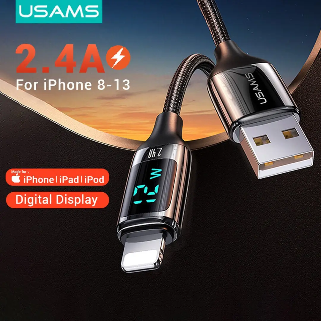 USAMS US-SJ543 USB-kabel Lightning - 1,2m - Zwart - afbeelding 6 van 6