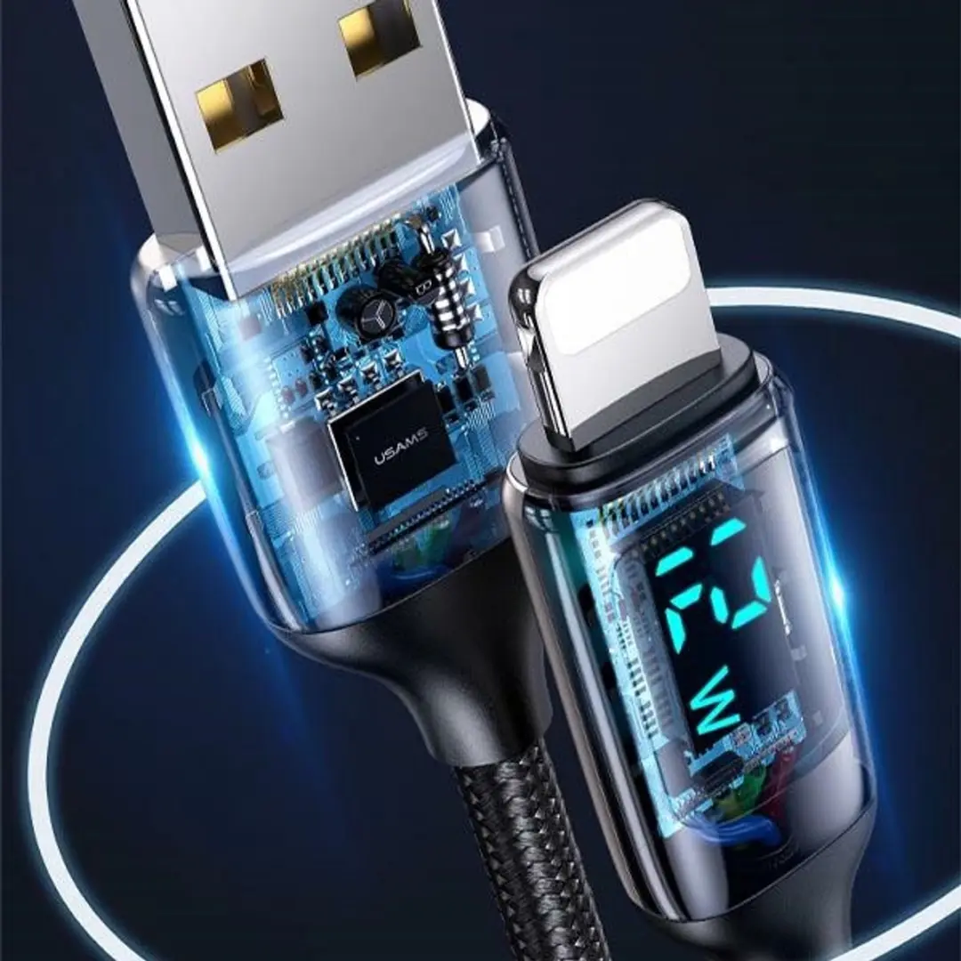 USAMS US-SJ543 USB-kabel Lightning - 1,2m - Zwart - afbeelding 5 van 6