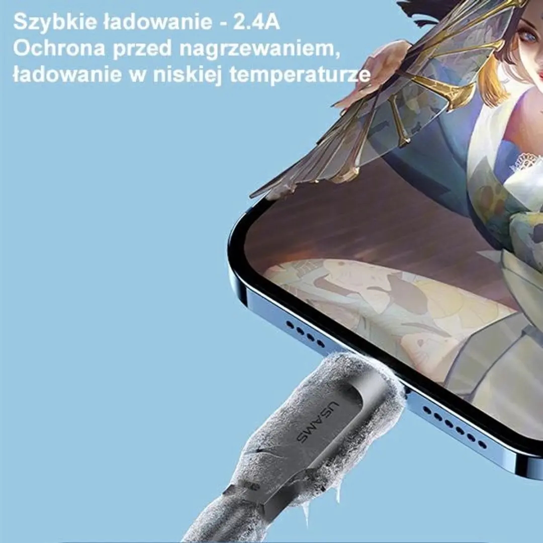 USAMS Lithe Lightning Kabel SJ565 - 1,2m - Purper - afbeelding 4 van 6