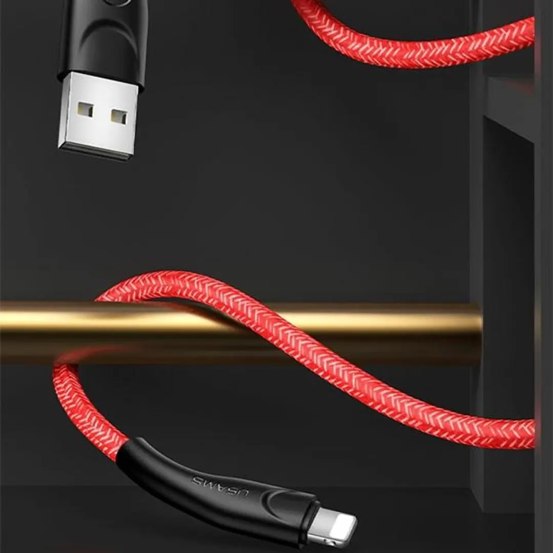 USAMS U41 Lightning Kabel Gevlochten - 1m - Rood - afbeelding 4 van 6