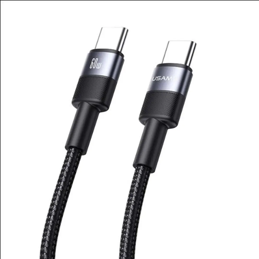 USAMS SJ724ZJ01 USB-C naar USB-C kabel - 60W - 1,2m - Zwart - afbeelding 2 van 5