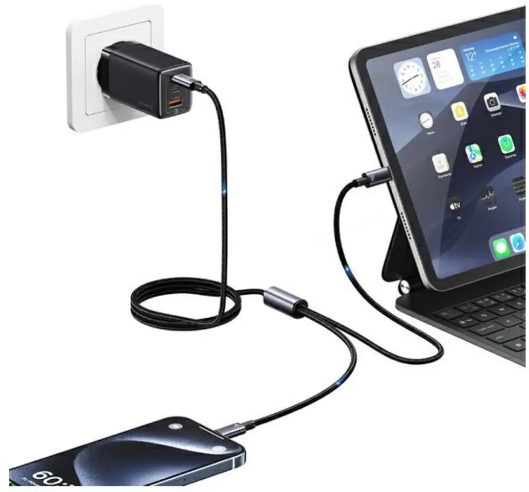 USAMS 2-in-1 USB-C Kabel 1,2m - afbeelding 3 van 6