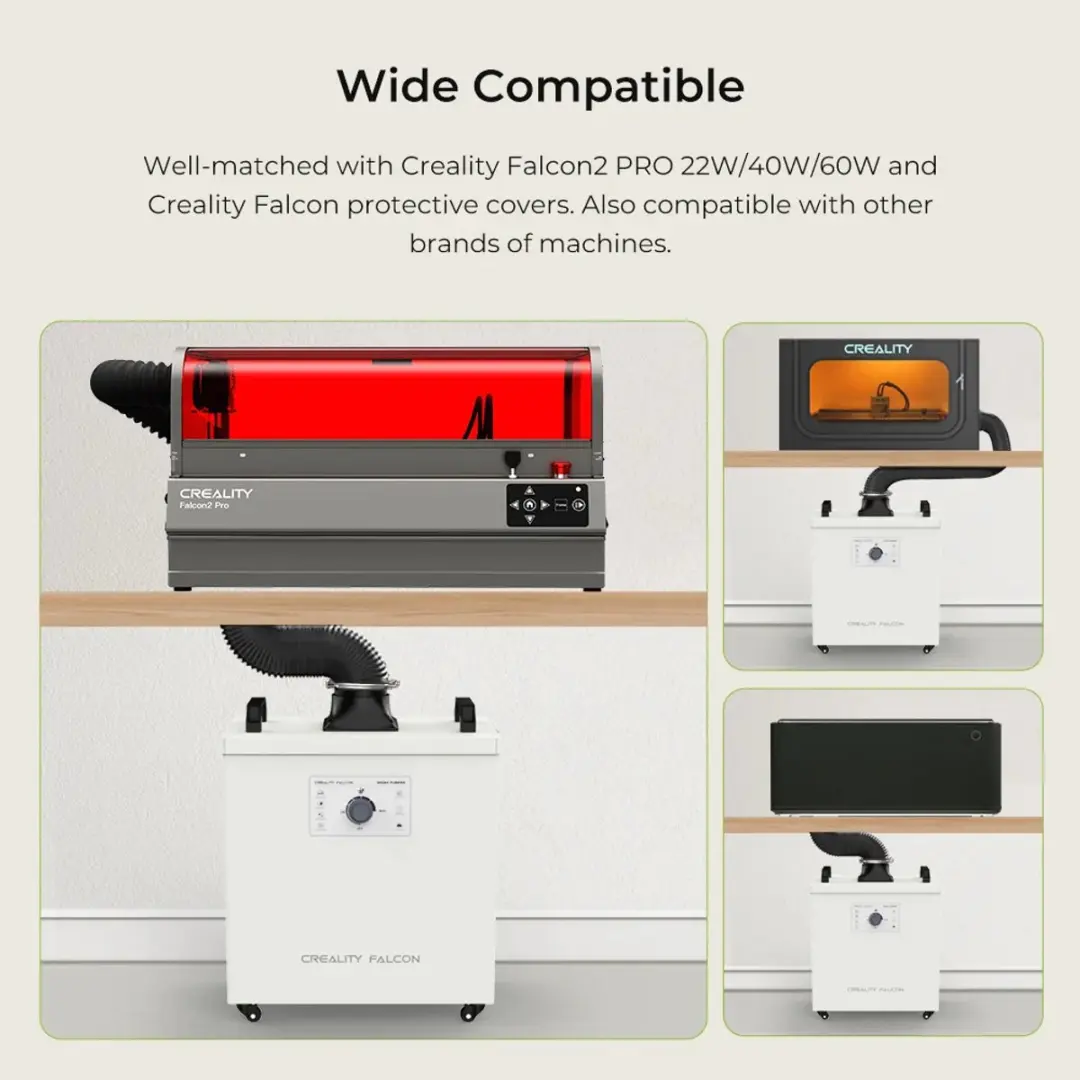 Creality Falcon Smoke Purifier - Falcon2 Pro – Rookzuivering voor Lasergraveermachine | 3-laags HEPA & Actief Koolstoffilter | 99,97% Zuiveringsgraad | Geluidsarm <55dB - afbeelding 2 van 6