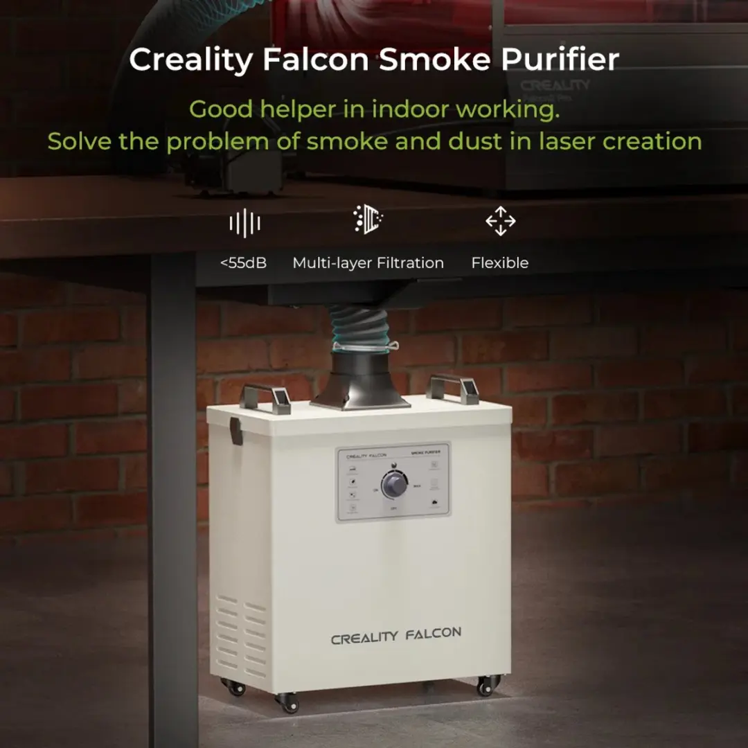Creality Falcon Smoke Purifier - Falcon2 Pro – Rookzuivering voor Lasergraveermachine | 3-laags HEPA & Actief Koolstoffilter | 99,97% Zuiveringsgraad | Geluidsarm <55dB - afbeelding 3 van 6