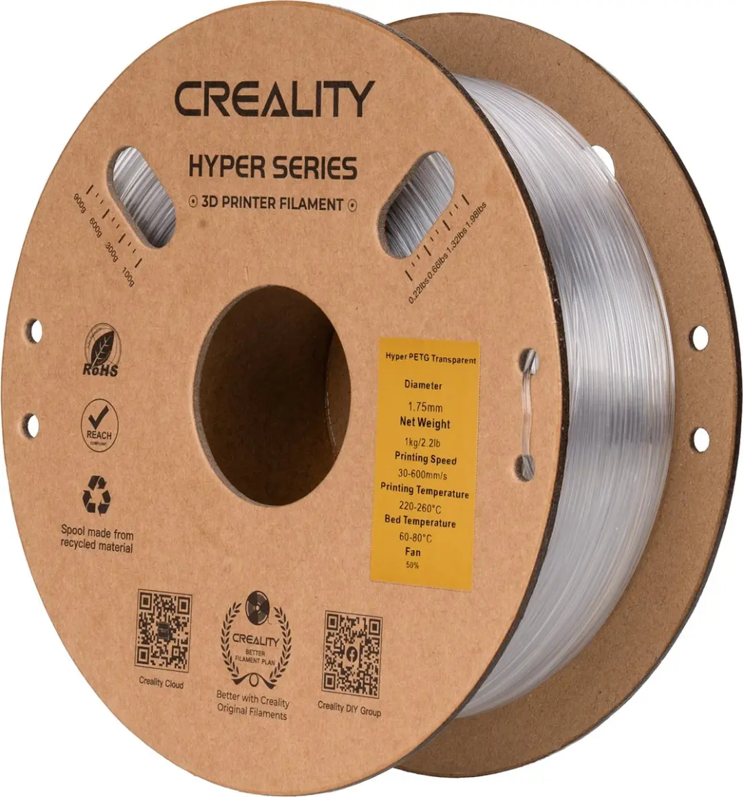 Creality Hyper PETG Filament - 1,75mm - 1kg - Transparant - afbeelding 5 van 6