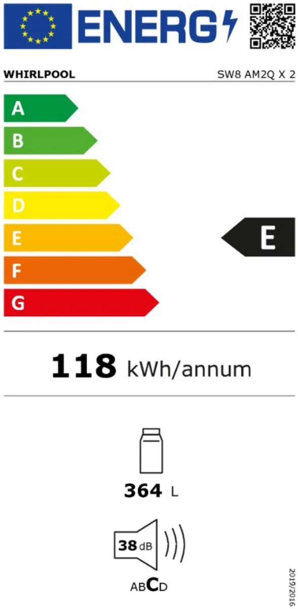 Whirlpool SW8AM2QX2 Vrijstaande Koelkast - 363L - Grijs