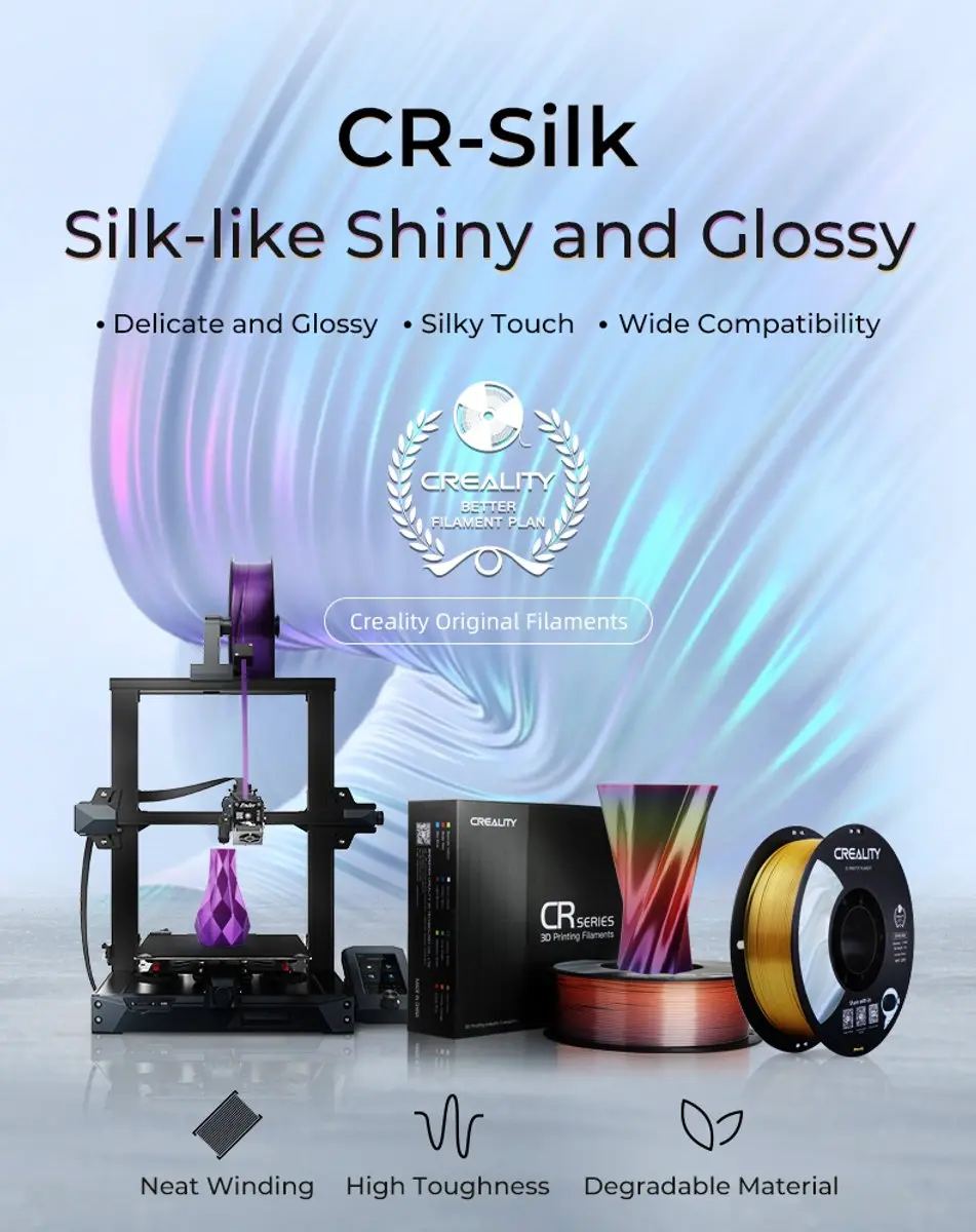 Creality CR-PLA Silk Filament - 1.75mm - 1kg - Blauw - afbeelding 5 van 6