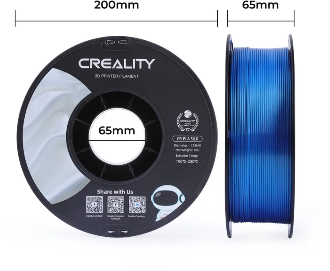 Creality CR-PLA Silk Filament - 1.75mm - 1kg - Blauw - afbeelding 3 van 6