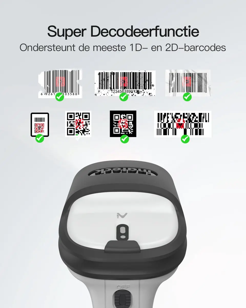 Inateck BCST-72 2D Barcodescanner - Zwart/Grijs - afbeelding 2 van 6