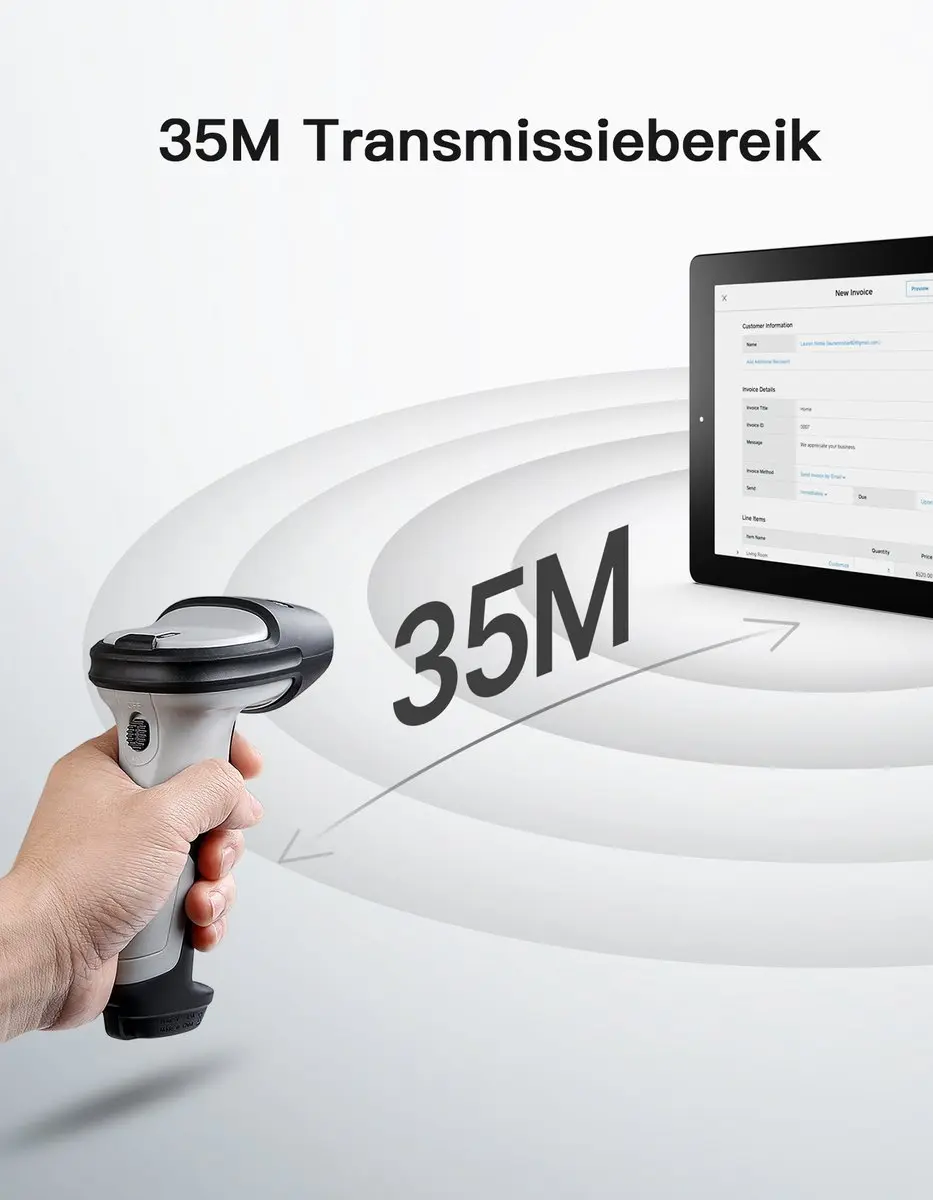 Inateck BCST-72 2D Barcodescanner - Zwart/Grijs - afbeelding 6 van 6