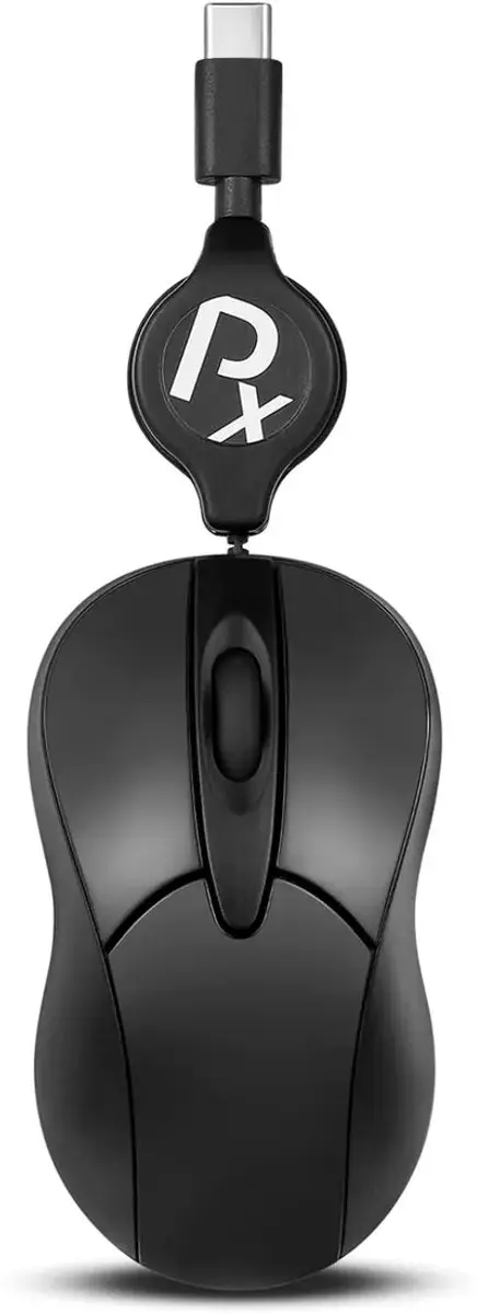 Perixx PERIMICE-405CR NL Stille Mini USB-C Muis met Oprolbare Kabel van 70 cm