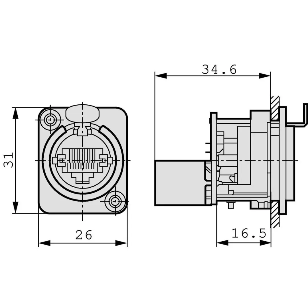 Neutrik etherCON NE8FDP RJ45-dataconnector - Nikkel - afbeelding 6 van 6