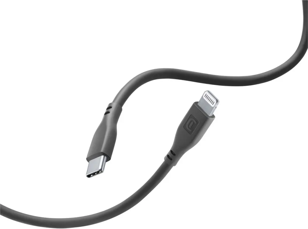 Cellularline USBDATASOFTC2LMFIK Soft Kabel - 1,2m - Zwart - afbeelding 2 van 5