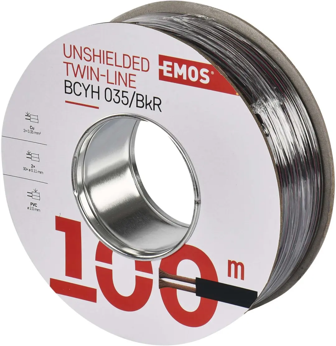 EMOS Ongeschermde tweedraads kabel 2x0,35 mm zwart/rood, 100 m, S8230 - afbeelding 6 van 6