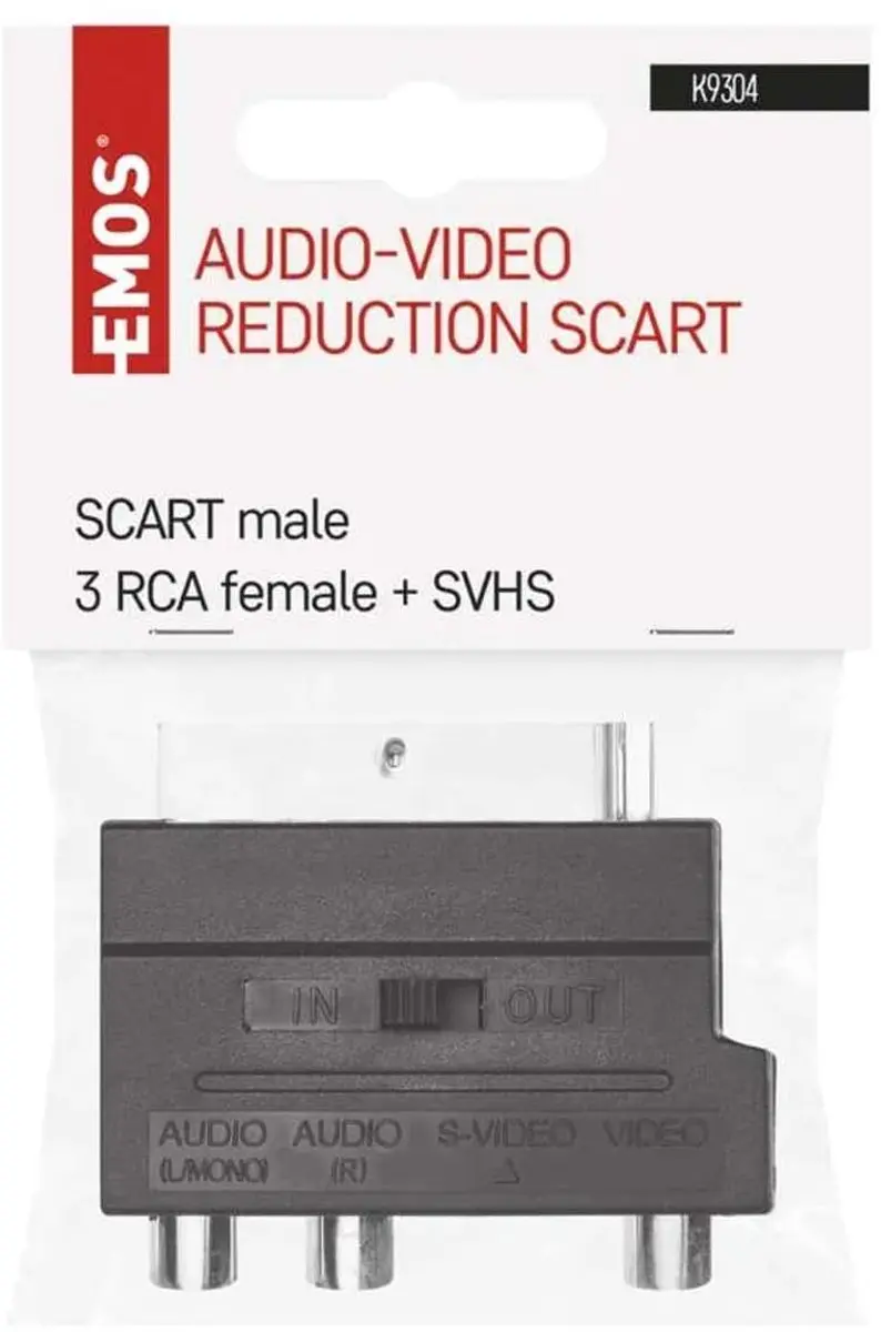 Emos SCART Adapter 3x Cinch + S-Video - Zwart - afbeelding 2 van 3