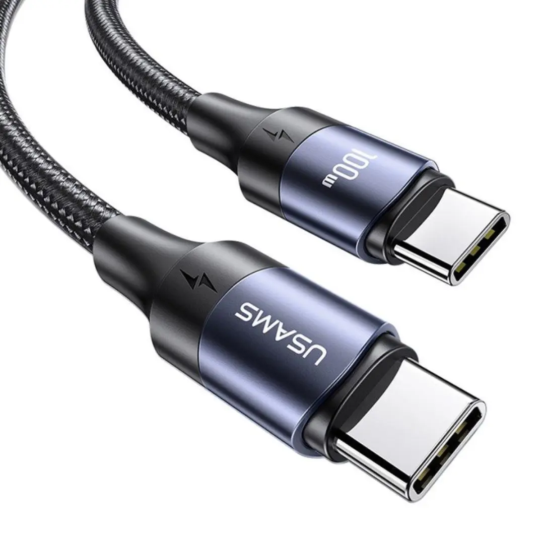 USAMS USB-C Snellaadkabel 100W 5A - 3m - Zwart - afbeelding 2 van 6