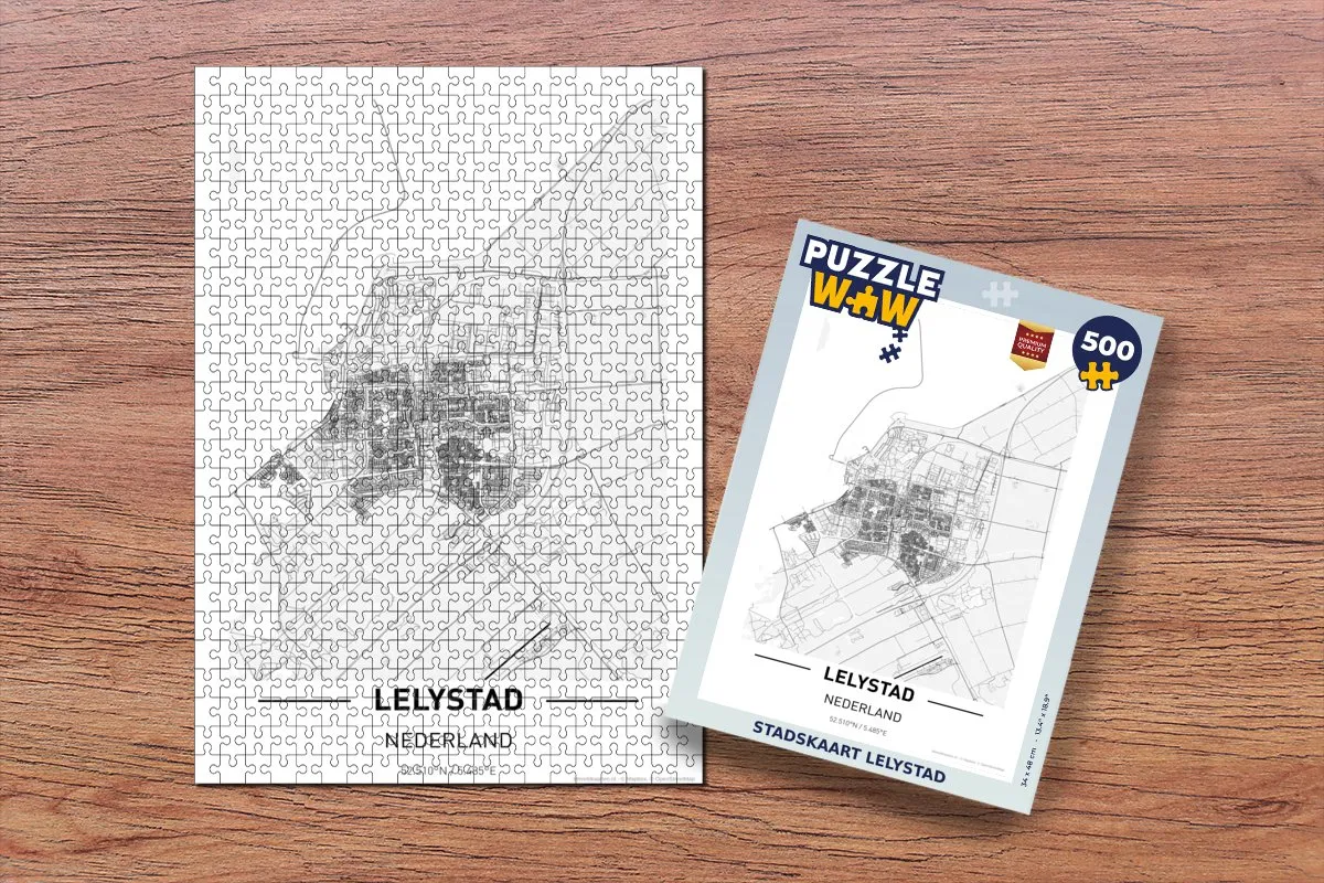 PuzzleWow Stadskaart Lelystad Legpuzzel 500 Stuks - Multicolor