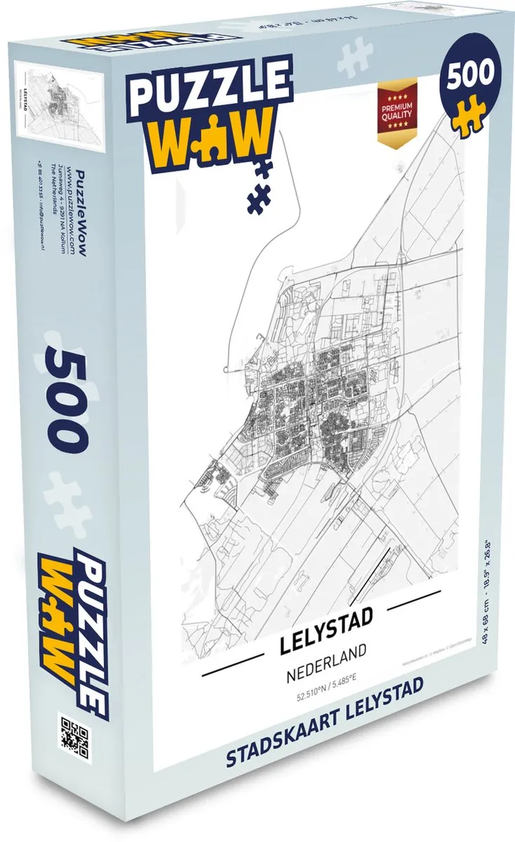 PuzzleWow Stadskaart Lelystad Legpuzzel 500 Stuks